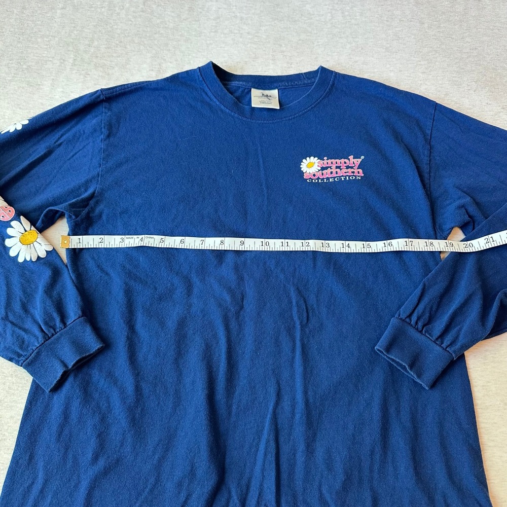 Simply Southern Save The Nature Navy Blue Long Sleeve Graphic Tee Medium - Picture 4 of 7